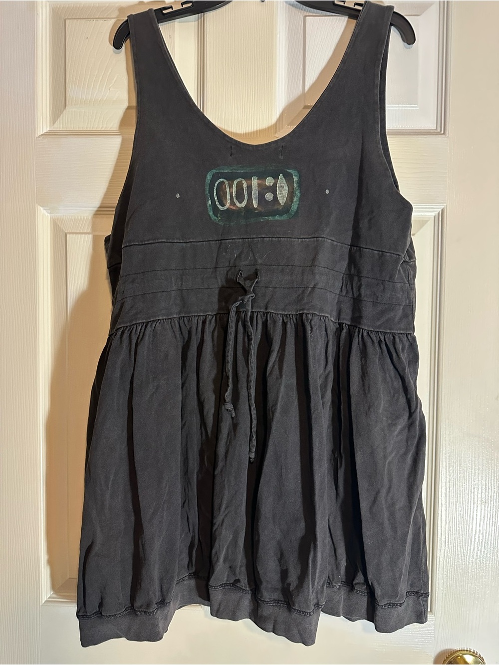 Blue Fish Black Sleeveless Tiered Casual Dress with Drawstring